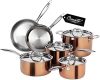 Ciwete Whole Tri ply 18/10 Steel Pot and Pan Set 10 Piece