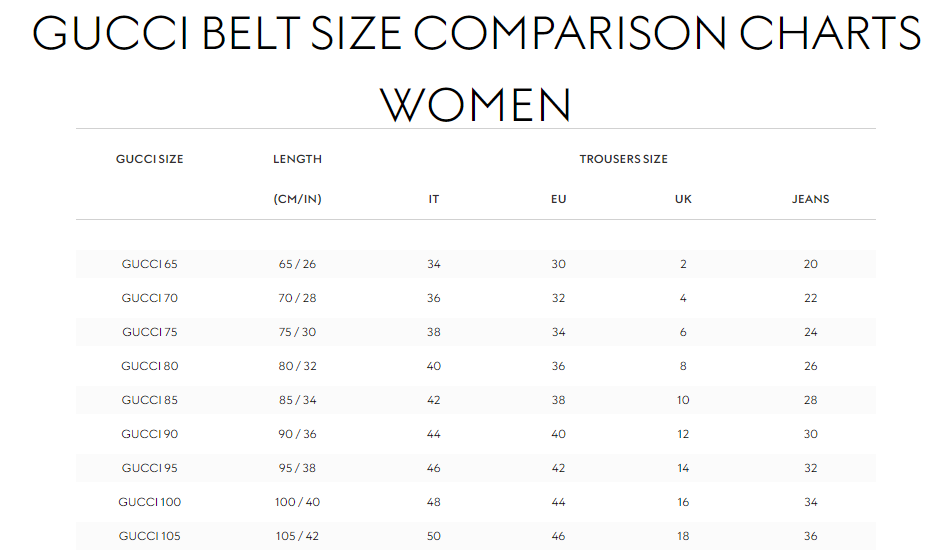 belt sizes for women