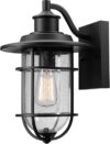 Globe Electric 1-Light Black Outdoor Wall Sconce with Seeded Glass