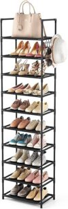 LANTEFUL 10-Tier Tall Shoe Rack Organizer, Black