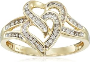 Amazon Essentials Diamond Two Hearts Ring
