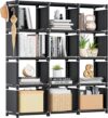 Mavivegue 12-Cube DIY Metal Bookshelf, Black