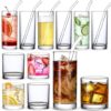 LANDNEOO 12-Pack 12oz Glass Cups with Straws