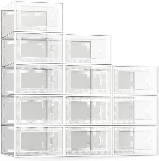 SEE SPRING 12-Pack Clear Stackable Shoe Storage Boxes