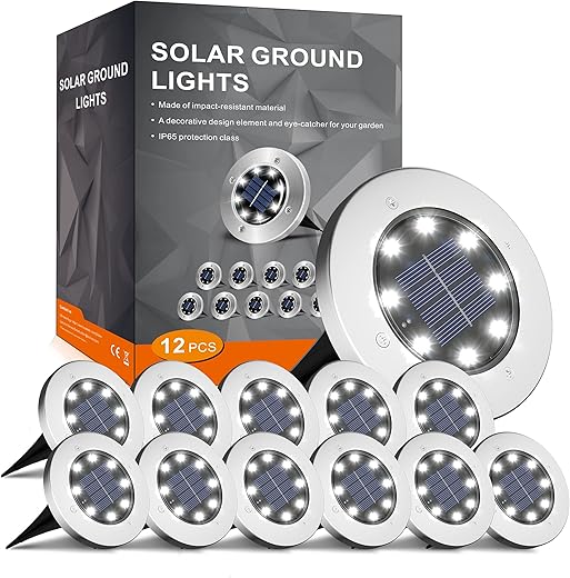INCX 12 Pack Outdoor Waterproof Solar Garden Lights