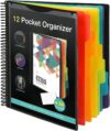 KTRIO 12 Pocket Spiral Project Organizer Folder