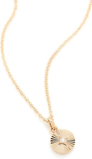 EF Collection 14k Gold Diamond Fluted Disc Necklace