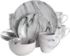 Elama 16-Piece Black & White Marble Dinnerware