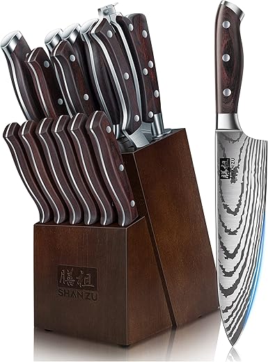 SHAN ZU 16-Piece Japanese High Carbon Knife Set