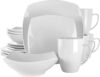 Elama 16-Piece White Square Porcelain Dinnerware Set