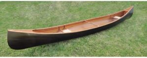 Old Modern Handicrafts 18' Dark Stained Wooden Canoe