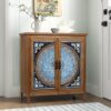 Sophia & William 2-Door Distressed Storage Cabinet with Porcelain Pattern