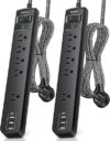 Addtam 2 Pack Power Strip with USB Ports