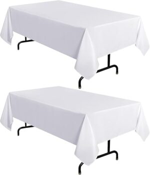 sancua 2 Pack White 60×102 Inch Rectangle Tablecloths