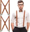 Silicherry Leather Adjustable X Back Suspenders