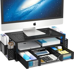 Simple Trending 2 Tier Metal Monitor Stand with Drawer