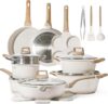 CAROTE 21-Piece Nonstick White Granite Cookware Set