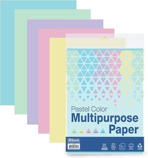 BAZIC Products 25 Sheets Pastel Multipurpose Paper 8.5″x11