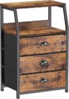 Furnulem 3-Drawer Nightstand with 2-Tier Shelf