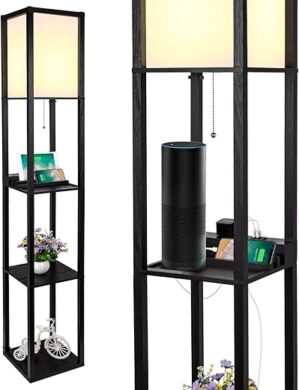 SHINE HAI 3-in-1 Shelf Floor Lamp with USB