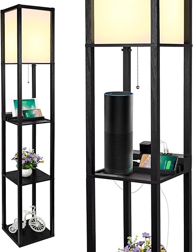 SHINE HAI 3-in-1 Shelf Floor Lamp with USB