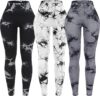 OVESPORT 3 Pack Tie Dye High Waisted Workout Leggings