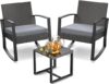 Noelse 3 Piece Outdoor Wicker Rocking Set