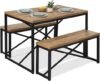 Best Choice Products 3-Piece Space-Saving Dining Set, Light Brown/Black