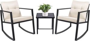 Devoko 3 Piece Wicker Rocking Bistro Set