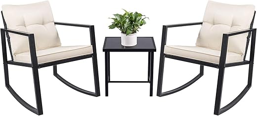 Devoko 3 Piece Wicker Rocking Bistro Set