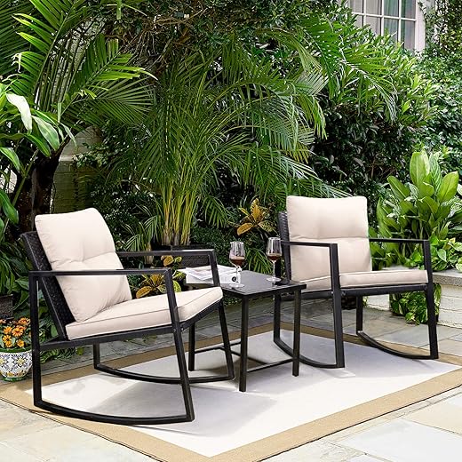 Greesum 3-Piece Wicker Rocking Bistro Set