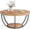 LITTLE TREE 32″ Round 2-Tier Industrial Coffee Table