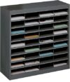 Safco 36-Compartment Steel Mail Organizer, Black