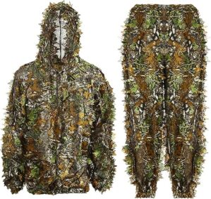 Amoper 3D Leafy Hooded Camouflage Hunting Suit