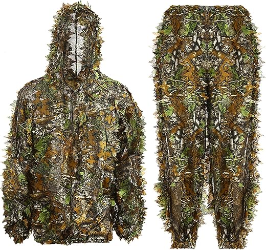 Amoper 3D Leafy Hooded Camouflage Hunting Suit
