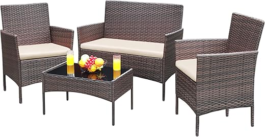 Greesum 4-Piece Outdoor Wicker Furniture Set