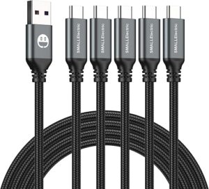 SMALLElectric 5-Pack 6ft Braided USB-C to A Cables