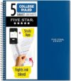 Five Star 5 Subject College Ruled Spiral Notebook