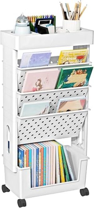 YEMUNY 5 Tier Rolling Utility Cart with Lockable Casters