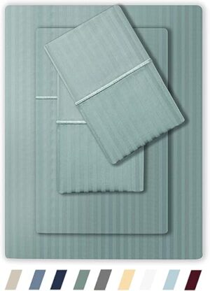 FEATHER & STITCH NEW YORK 500 TC Queen Damask Cotton Bed Sheets