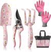 WORKPRO 5PCS Heavy Duty Pink Garden Tool Set