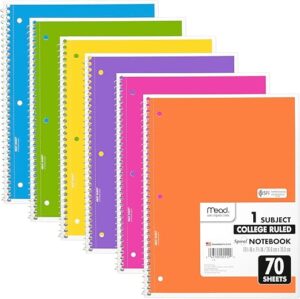 Mead 6-Pack College Ruled Spiral Notebooks