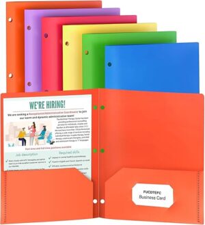 FUCDTEFC 6 Pack Colored Plastic Binder Folders