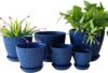 RooTrimmer 6-Pack Dark-Blue Plant Pots with Saucers