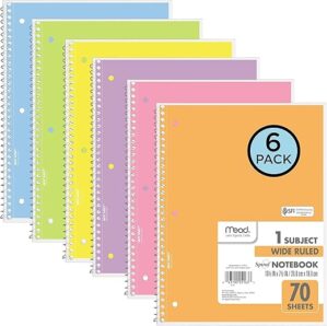 Mead 6-Pack Wide Ruled 1-Subject Notebooks
