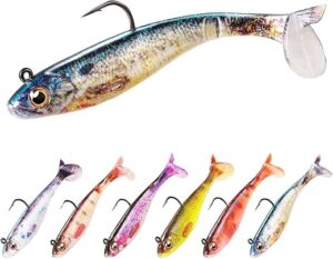 FONMANG 6-Piece Pre-Rigged Paddle Tail Swimbaits