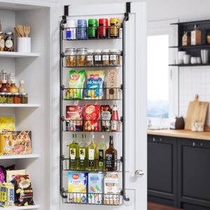 Delamu 6-Tier Over Door Pantry Organizer, Black