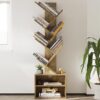 SUNMORY 6 Tier Tree Bookshelf with Storage Cabinet