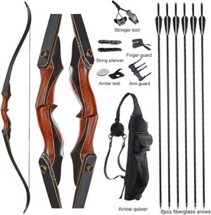 TOPARCHERY 60″ Takedown Recurve Bow Set, 30-50lbs