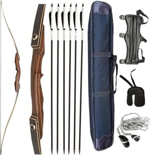 PMZ 65'' Wooden Takedown LongBow Set for Hunting